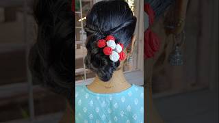 DIY Shopping Bag Rose Flower Bun Hairstyle  Beautiful Hairstyle [upl. by Iram376]