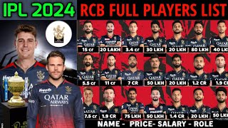 IPL 2024 Royal Challengers Bangalore Full Squad  RCB Team Final Players List 2024  RCB Team 2024 [upl. by Chauncey358]