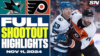 San Jose Sharks at Philadelphia Flyers  FULL Shootout Highlights  November 11 2024 [upl. by Labannah181]