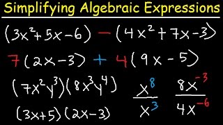 Simplifying Algebraic Expressions With Parentheses amp Variables  Combining Like Terms  Algebra [upl. by Kirby]