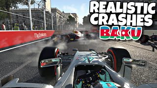 REALISTIC F1 CRASHES BAKU [upl. by Arlo696]