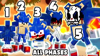 Sonic Exe ALL PHASES  FNF VS SONICEXE  Drop And Roll But Minecraft FNF Minecraft Mod [upl. by Redford]