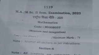 Measure and Integration msc 2nd sem maths question paper 📜🗞️  DrRMLAU [upl. by Aidyn447]