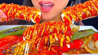 ASMR HOT CHEETOS GRILLED WHITE CHEDDAR BACON SAUSAGE GRILLED ONIONS amp PEPPERS  MUKBANG  ASMR PHAN [upl. by Lezlie]