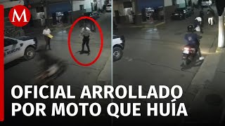 Motociclista atropella a policía de tránsito durante operativo en Tamazula Jalisco [upl. by Sineray]