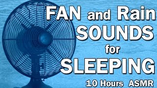 Fan and Rain White Noise Sounds for Sleeping ASMR 10 Hours Black Screen [upl. by Adirahs956]