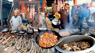 Traditional Breakfast Street food in Marko Bazaar  Dumpukht roosh  Shinwari karahi  Seekh kabab [upl. by Phyllida]