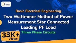 Two Wattmeter Method of Power Measurement Star Connected Leading PF Load  Three Phase Circuits [upl. by Aknayirp200]