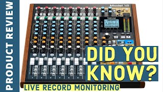 TASCAM Model 12 Live Record Monitoring Feature [upl. by Larrisa]