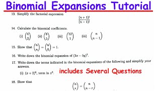 Math 1100 Tut 5 Part 2 2024  Binomial Expansions Practice [upl. by Eiba]