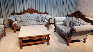 Gulmohar Carving teak wood Sofa carving carvingwood carvingideas furniture [upl. by Alli54]