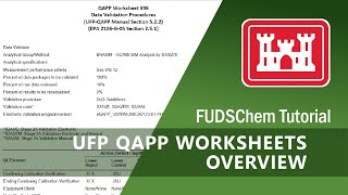 UFP QAPP Worksheets Overview  FUDSChem [upl. by Afatsum404]