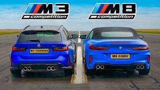 BMW M3 Touring v BMW M8 DRAG RACE [upl. by Yelloh]