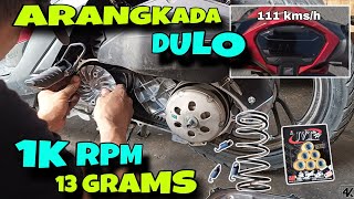 CLICK V3 CVT TUNING USING 1K RPM CLUTCH amp CENTER SPRING 13 GRAMS FLYBALL TOP SPEED BEST COMBINATION [upl. by Milty992]