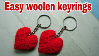 Easy yarn keyring makingdiy woolen keyringsValentines Day gift idea [upl. by Fidellas151]