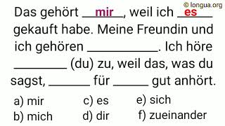 hören und gehören Akkusativ und Dativ mir mich dir dich es dir sich zueinander anhören um [upl. by Zurkow]