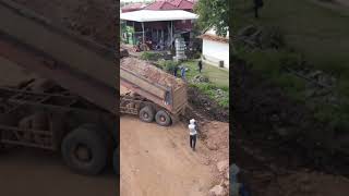 Wonderful action truck unloading soils anstretching by skillful grader and roller niceteamwork [upl. by Ycnahc]