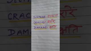 SEEPAGE CRACKS DAMAGE meaning in Hindi  short video [upl. by Atnohs]