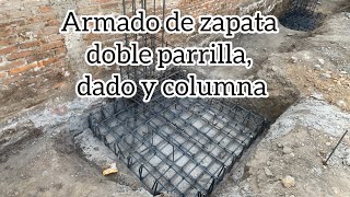 Amado de Zapata de doble parrilla con dado y columnas de 040x040 [upl. by Jarek]