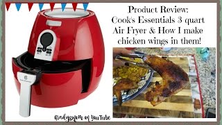 Review Cooks Essentials 3 quart Air Fryer  Chicken Wing Demo [upl. by Amor679]