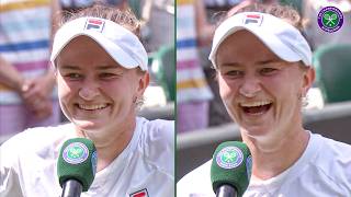 Barbora Krejcikovas HILARIOUS reaction to being told her next opponent  Interview  Wimbledon 2024 [upl. by Kiel]