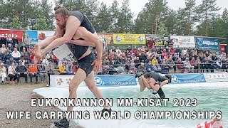 Eukonkannon MMkisat 2023  Wife Carrying World Championships 2023  Sonkajärvi Finland [upl. by Kram]