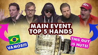 2014 WSOP Main Event  Top 5 Hands  World Series of Poker [upl. by Aliakam125]