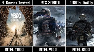 Intel i3 11100 vs 9100 vs 8100  RTX 3060ti Benchmarks [upl. by Adien27]