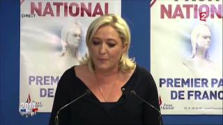 Européennes 2014  Déclaration de Marine Le Pen  FN 25 [upl. by Ainotal477]