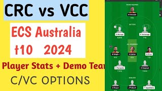 crc vs vcc dream11 predictioncrc vs vcc dream11 teamcrc vs vcc ecs austria t10 dream11 team today [upl. by Nivlen]