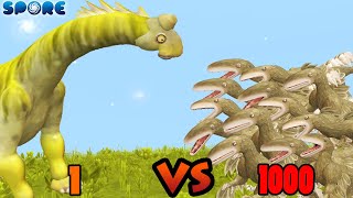 1 Giraffatitan vs 1000 Achillobator  Dino War S2E5  SPORE [upl. by Lenni55]