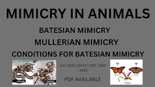 mimicry ecology  Batesian Mimicry  Mullerian Mimicry csir populationgenetics [upl. by Aydni]