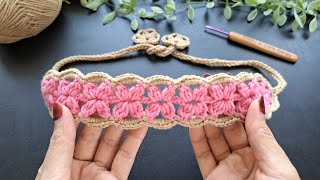 How to crochet flower headband Easy tutorial for beginner [upl. by Anstus]