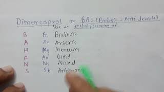 Dimercaprol or BAL British anti levisite uses in metal poisoning pharmacology mnemonics [upl. by Windzer]