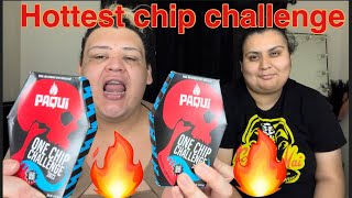 Hottest chip challenge very hot 🥵 paqui one chip [upl. by Ahsilrae]