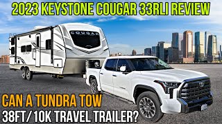 Tour The 2023 Keystone Cougar 33RLI Can A Toyota Tundra Safely Pull This 38FT Travel Trailer [upl. by Steinway529]