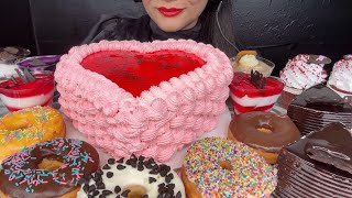 ASMR EATING CHOCOLATE CAKESTRAWBERRY CAKEDONUTRED VELVET CUP CAKEMOUSSE CAKE OREO FOOD VIDEO [upl. by Oberstone763]