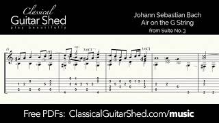 JS Bach Air on the G String  Free sheet music and TABS for classical guitar [upl. by Oconnor700]