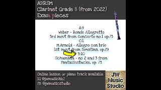 ABRSM Clarinet Grade 8 syllabus from 2022Exam pieces [upl. by Aissenav]