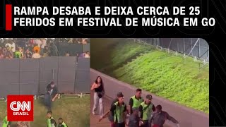 Rampa desaba e deixa cerca de 25 feridos em festival de música em Goiânia  LIVE CNN [upl. by Ennej]