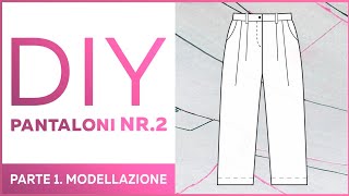 Pantaloni di tendenza Nr2 Modellazione e trasformazione cartamodello base in pantaloni larghi P1 [upl. by Merkley]