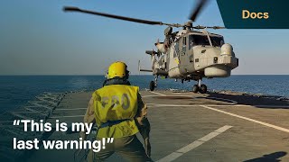 Chilling moment Iranian gunboat heads towards the Royal Navys HMS Duncan  Warship Life At Sea [upl. by Dayna635]