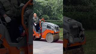 Driving a road roller to flatten the road surface [upl. by Chien]