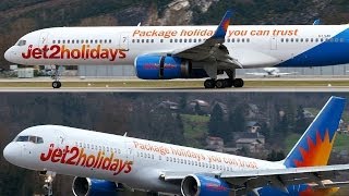 2 Jet2 Holidays Boeing 757200s Landing at Chambéry Savoie Airport CMFLFLB [upl. by Easton]