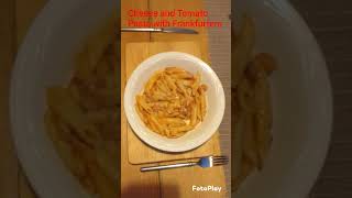 Todays Food  Cheese and Tomato Pasta with Frankfurters Homemade [upl. by Adnac]