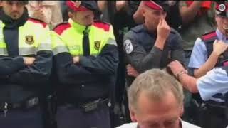 Local Catalan Officer Moved To Tears Protecting Voters From Violent Riot Police [upl. by Aicnelav]