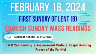 18 February 2024 English Sunday Mass Readings  First Sunday of Lent B [upl. by Lemrahc592]