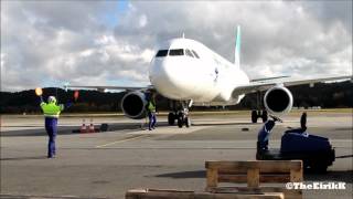 SAS Ground Service SGS Marshalling a Orbest A320200 on Kjevik [upl. by Yevrah]