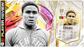 ICON 89 RATED EUSEBIO PLAYER REVIEW  FIFA 22 ULTIMATE TEAM  THE BEST STRIKER IN THE GAME [upl. by Hunfredo]