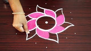 Learn how to draw simple rangoli designs with 7X4 cross dots  easy kolam  muggulu rangoli 7 dots [upl. by Nerrej]